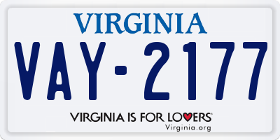 VA license plate VAY2177