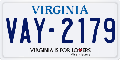 VA license plate VAY2179