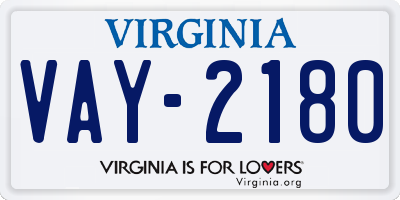 VA license plate VAY2180