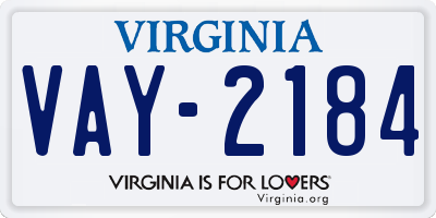 VA license plate VAY2184