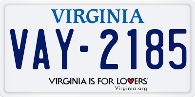 VA license plate VAY2185