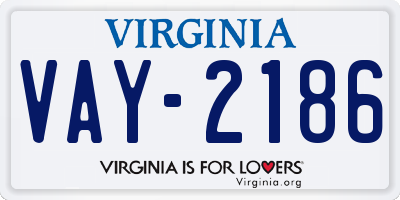 VA license plate VAY2186