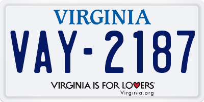 VA license plate VAY2187