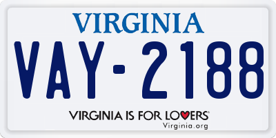 VA license plate VAY2188
