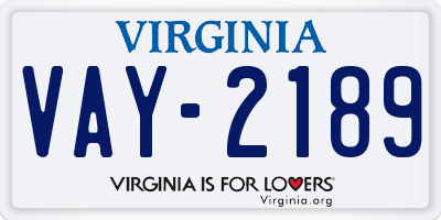 VA license plate VAY2189