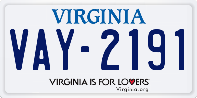 VA license plate VAY2191