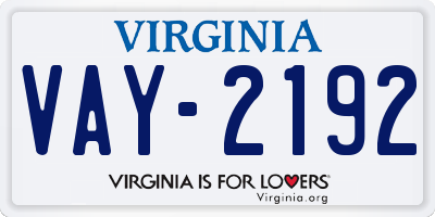 VA license plate VAY2192