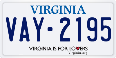 VA license plate VAY2195