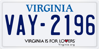 VA license plate VAY2196