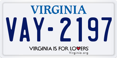 VA license plate VAY2197