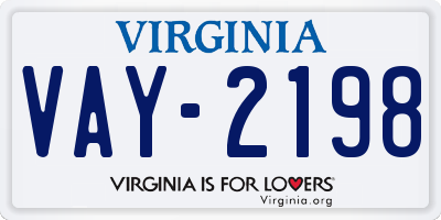 VA license plate VAY2198
