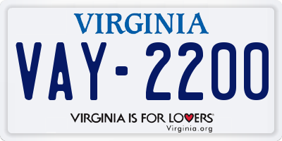 VA license plate VAY2200