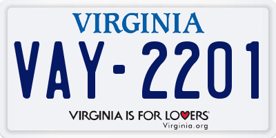 VA license plate VAY2201