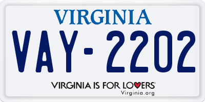VA license plate VAY2202