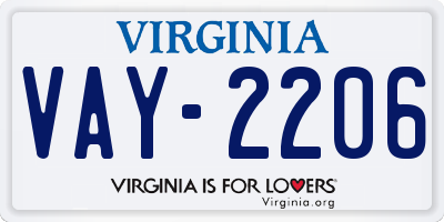 VA license plate VAY2206