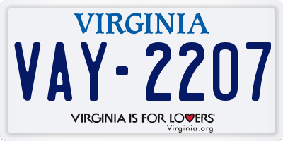 VA license plate VAY2207