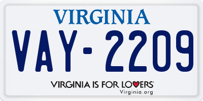VA license plate VAY2209