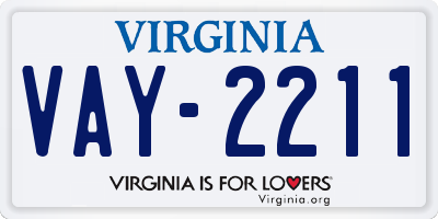 VA license plate VAY2211