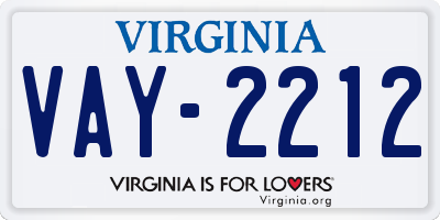 VA license plate VAY2212