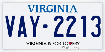 VA license plate VAY2213