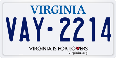 VA license plate VAY2214