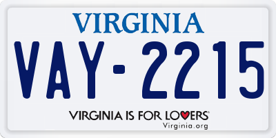 VA license plate VAY2215