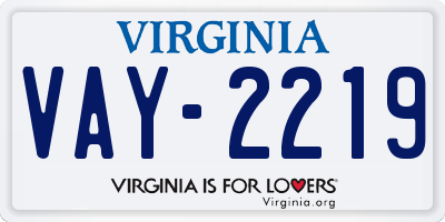 VA license plate VAY2219