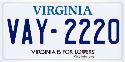 VA license plate VAY2220