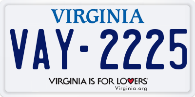 VA license plate VAY2225