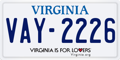 VA license plate VAY2226