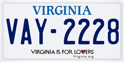 VA license plate VAY2228