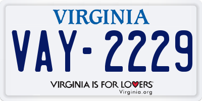VA license plate VAY2229
