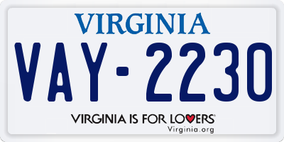 VA license plate VAY2230