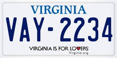 VA license plate VAY2234
