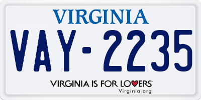 VA license plate VAY2235