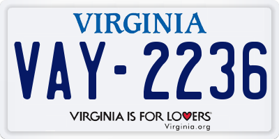 VA license plate VAY2236