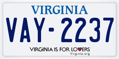 VA license plate VAY2237