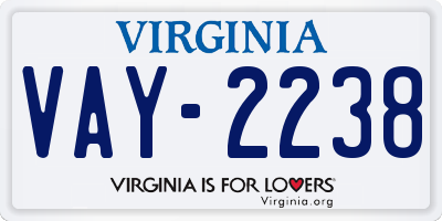 VA license plate VAY2238