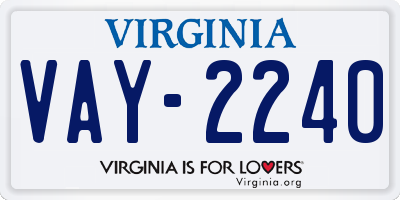 VA license plate VAY2240