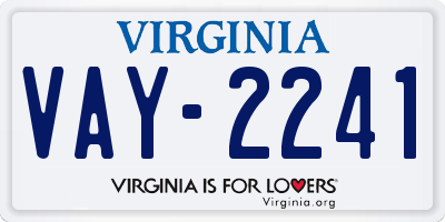 VA license plate VAY2241