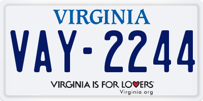 VA license plate VAY2244
