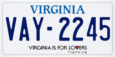 VA license plate VAY2245