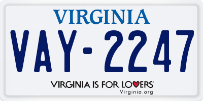 VA license plate VAY2247