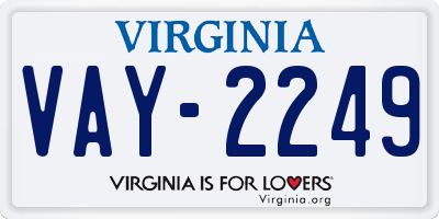 VA license plate VAY2249