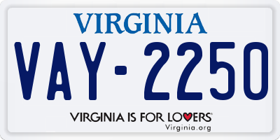 VA license plate VAY2250