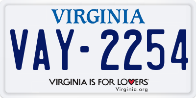 VA license plate VAY2254