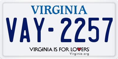 VA license plate VAY2257