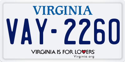 VA license plate VAY2260