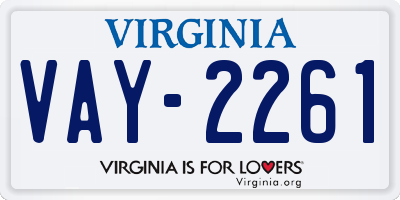 VA license plate VAY2261