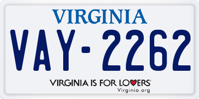 VA license plate VAY2262